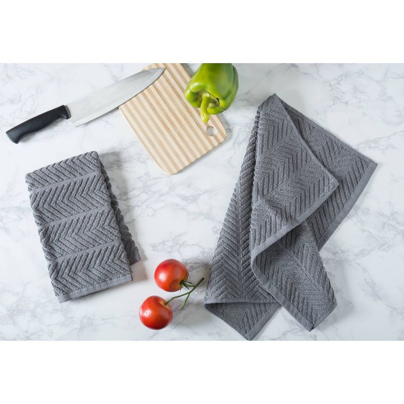 4pk Cotton Chevron Luxury Barmop Towels Gray - Design Imports, 3 of 5