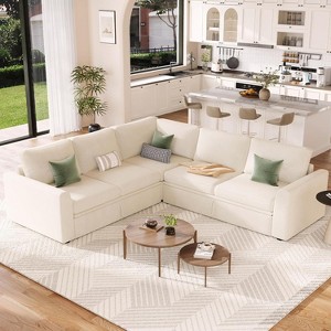 homfan Sectional Sleeper Sofa with Pull Out Bed, Chenille Modular Sectional Sofa L Shaped Couch - 1 of 4