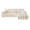 114.5'' Modular Corduroy L-Shaped Sofa with Recliner, 2-in-1 Convertible Floor Couch with Foam Cushions and Neck Support Pillows for Living Room - 4 of 4