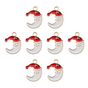 John Bead Sweet & Petite Holiday Charms 8 Pieces Moon Santa 20x15mm Small Simple Christmas Jewelry Making Charms for DIY Crafts - 1 of 4