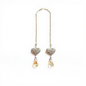 Anna-Kaci Sparkling Rhinestone Heart Chain Car Mirror Charm with Crystal Teardrop Pendants - Mauve Pink - 1 of 4