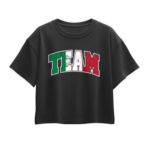 Girls' - Instant Message - Team Italy Short Sleeve Boxy Graphic T-Shirt - 1 of 4
