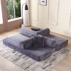 Convertible Sofa Couch with Cylindrical Pillows, Corduroy Folding Floor Sofa with Fixed-Shape Frame for Living Room-Maison Boucle - 3 of 4
