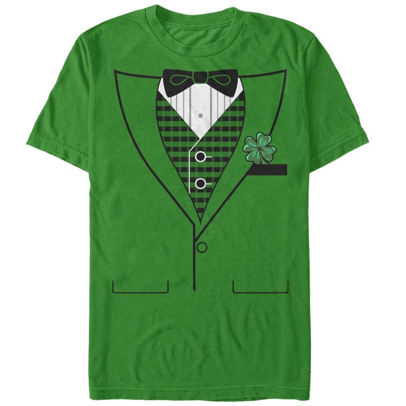 Men's Lost Gods St. Patrick's Day Tuxedo Clover Costume Tee T-Shirt, 1 of 5