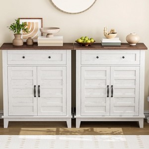 Coucheta 31.5" Farmhouse Storage Cabinet set of 2, 3-Tiers Adjustable Shelf, Sideboard Buffet Cabinet with Drawer for Kitchen, Dining Room, Entryway - 1 of 4