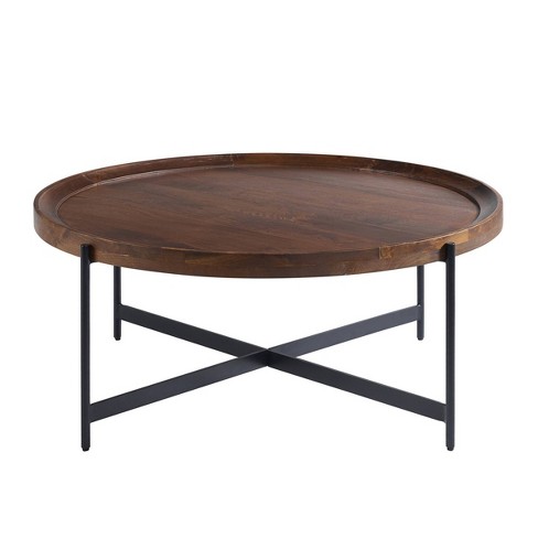 SAFAVIEH Whent Round Rustic Coffee Table, Natural/Black 