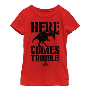 Girl's Jurassic Park Here Comes Trouble T-Shirt - 1 of 4