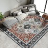 8'x10' Washable Boho Vintage Floral Rug, Non-Slip Backing, Low Pile, Foldable, Stain Resistant, Bedroom, Living Room, Guest Room, Office, Grey - 3 of 4