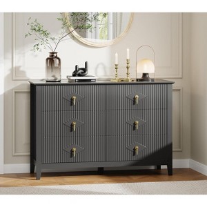 Fluted Dresser 47.2 Inch Wide, 6-Drawer Wood Dresser for Bedroom, Modern Chest of Drawers,Storage Organizer Cabinet for Living Room, Hallway - 1 of 4