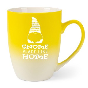 Elanze Designs Cute Witty Coffee Cup Mug 12 Ounce Ceramic With Ombre Gradient Gnome Place Like Home Yellow and White - 1 of 4