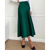 Women's 2025 Satin Midi Skirt - Elegant High Waist A-Line for Cocktail & Wedding Events Dark Green - 4 of 4
