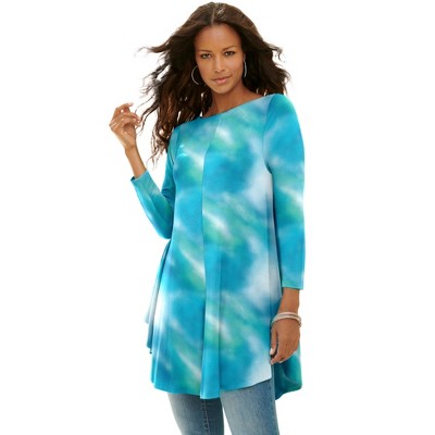 Roaman's Women's Plus Size Boatneck Swing Ultra Drape Tunic
