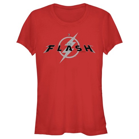Juniors Womens The Flash Black Official Logo T-Shirt - Red - 2X Large