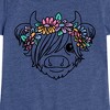 Girls' - Instant Message - Highland Cow Flower Crown Fitted Short Sleeve Graphic T-Shirt - 2 of 4