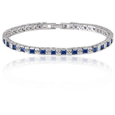 Hollywood Sensation Princess Cut Tennis Bracelet with Cubic Zirconia 7 Inches Gold
