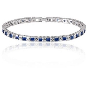 Hollywood Sensation Princess Cut Tennis Bracelet with Cubic Zirconia 7 Inches Gold - 1 of 2