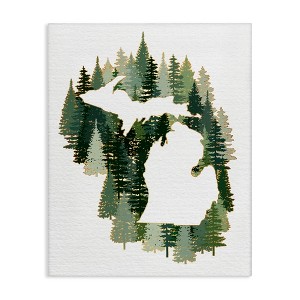 Stupell Industries Michigan State Outline Green Pine Tree Forest Canvas Art, 30" x 40" - 1 of 4