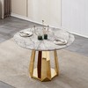Dolonm 47-inch Round Modern Marble Dining Table with Stainless Steel Base for Kitchen, Dining Room - 2 of 4