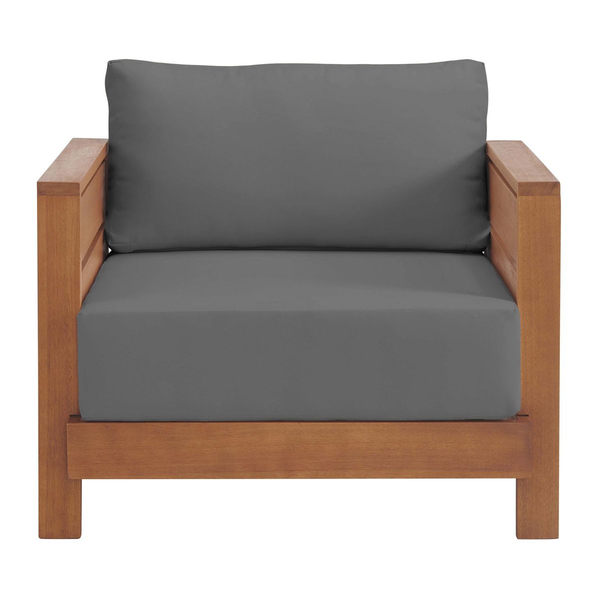 Alaterre Furniture Barton Outdoor Patio Armchair - Weather-Resistant Outdoor Chair with Thick Gray Cushions - Modern Outside Furniture (Natural)