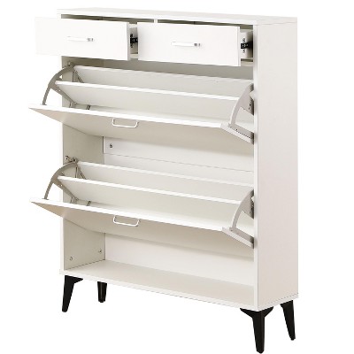 NicBex 31.49 Inch Freestanding Shoe Cabinet with 2 Flip Drawers and 2 Slide Drawers for Hallway,Living Room and Entryway