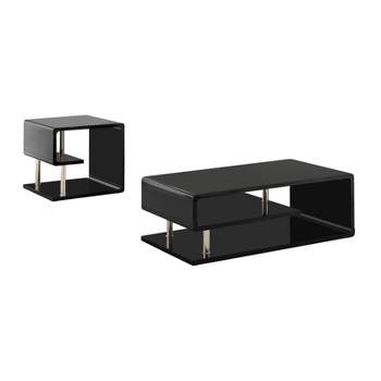 2pc Clive Glossy Coffee and End Table Set - HOMES: Inside + Out