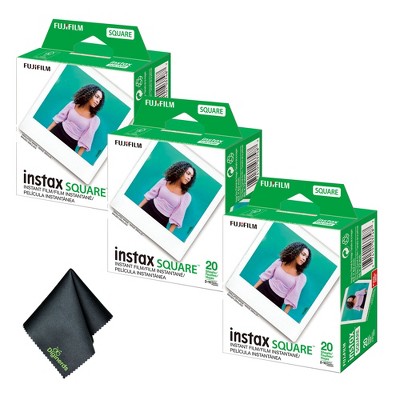 Fujifilm instax SQUARE Instant Film (60 Exposures) + Microfiber Cleaning Cloth