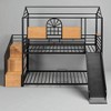 Twin Over Twin House Bunk Bed with Slide, Metal Frame and Storage Staircase, Playhouse Design with Shelf - 4 of 4
