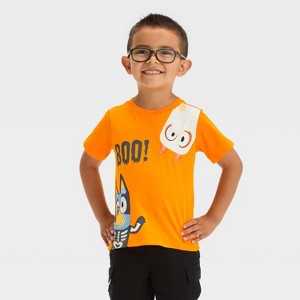 Toddler Boys' Bluey and Bingo Halloween Short Sleeve T-Shirt - Orange - 1 of 4