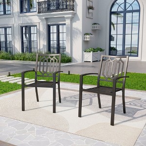 Captiva Designs 2pc Outdoor Patio Dining Chairs with Steel Frame and Ventilated Backs - 1 of 4