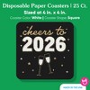 Big Dot of Happiness 25 Ct Hello New Year Drink Coasters, 4 in Disposable Square Paper Coasters for Cheers to 2026 NYE Table Decor for Cocktail Drinks - 4 of 4