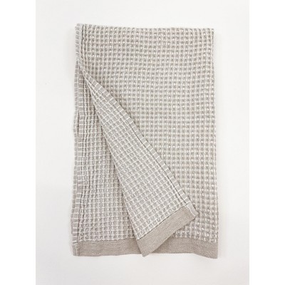 Taupe & White Cross Dyed Cotton Waffle Bath Towel - Anaya : Target