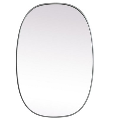 Elegant Lighting Metal Frame Oval Mirror 27x40 Inch in Silver