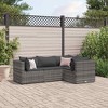 vidaXL Patio Lounge Set with Cushions Gray Poly Rattan - 3x Corner + Middle - 2 of 4