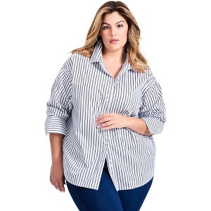 Avenue Women's Plus Size Breanna Classic Poplin Shirt - 1 of 4