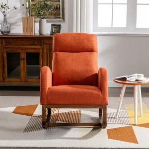 Rocking Chair With Head Pillow, Side Storage Bag, Upholstered Recliner Sofa, High Density Sponge Reclining Sofa Chair - 1 of 4
