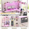 Aheaplus L-Shaped Desk with Hutch & Power Outlet, Gaming Desk, Corner Computer Desk with Led Lights - 3 of 4