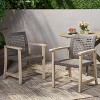 MOEPISY Set of 2 Outdoor Wood And Wicker Dining Chair Black and Grey - 2 of 4