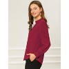 INSPIRE CHIC Women's Office Keyhole Elegant Stand Collar Long Sleeve Back Neck Button Blouse - 4 of 4