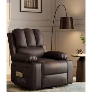 27" Oversized Recliner Chair with Heat & Massage – 360° Swivel & Manual Rocking, Cup Holder for Living Room - 1 of 4