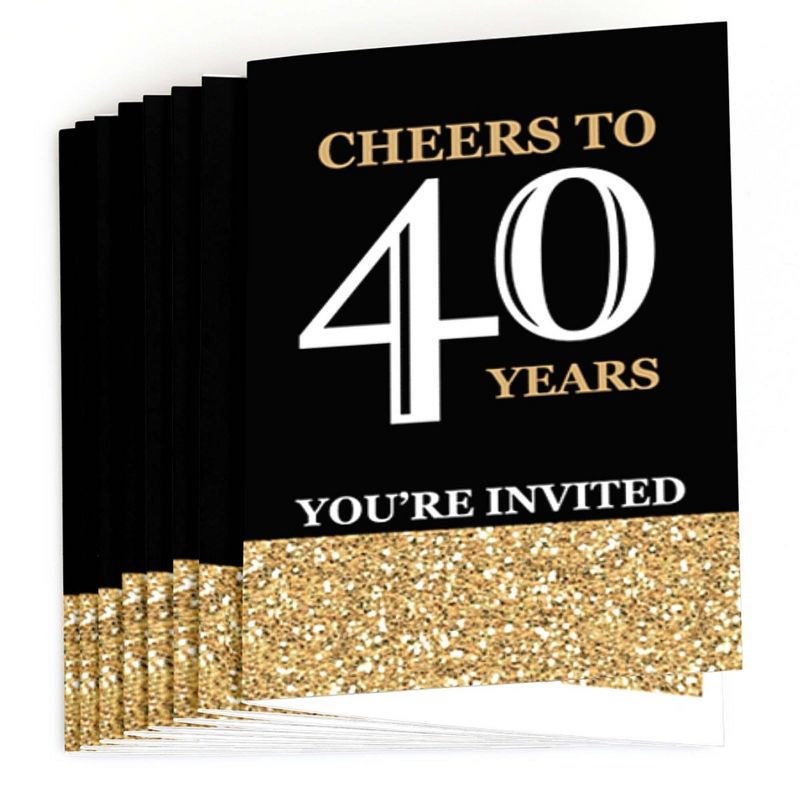 Big Dot of Happiness Adult 40th Birthday - Gold - Fill-In Birthday Party Invitations (8 count), 2 of 7