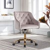 Velvet Swivel Office Chair with Wheels, Comfortable Home Desk Chair with Gold Metal Base for Study or Office – The Pop Home - 2 of 4