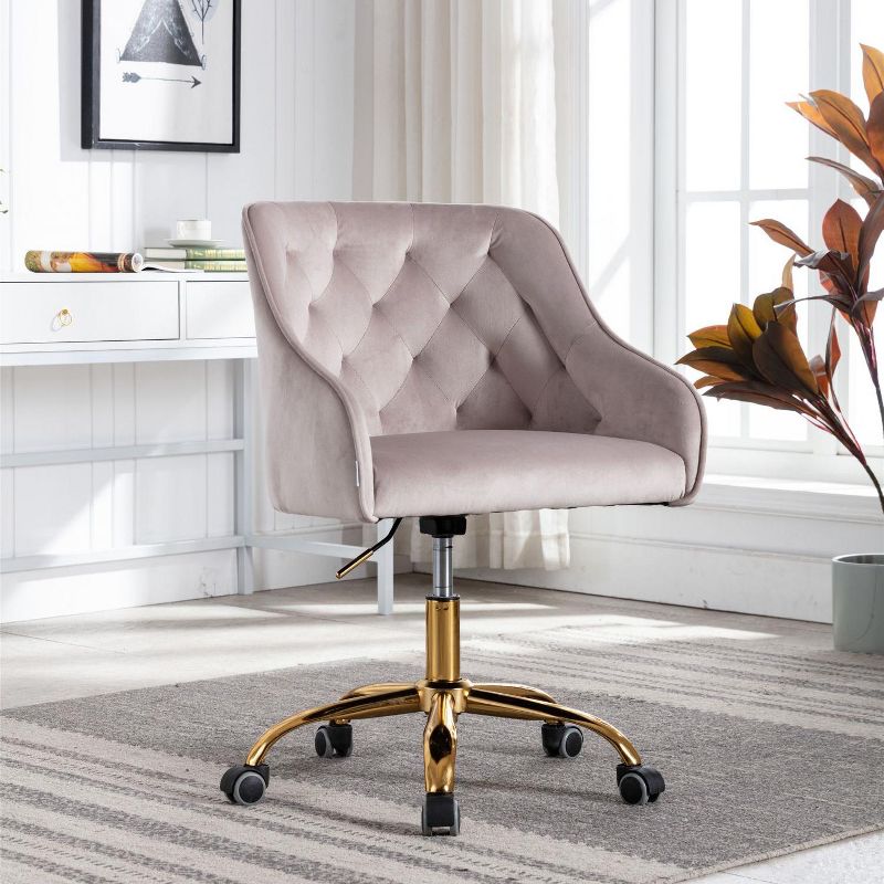 Swivel Shell Chair for Living Room/Bed Room, Modern Leisure office Chair, Cute Adjustable Swivel Modern Seashell Back Vanity Chair-The Pop Home, 1 of 10