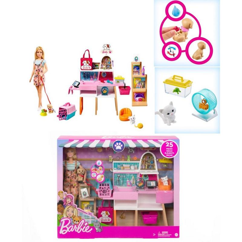 Barbie Doll  and Pet Boutique Playset with 4 Pets, Color-Change Grooming, 2 of 3