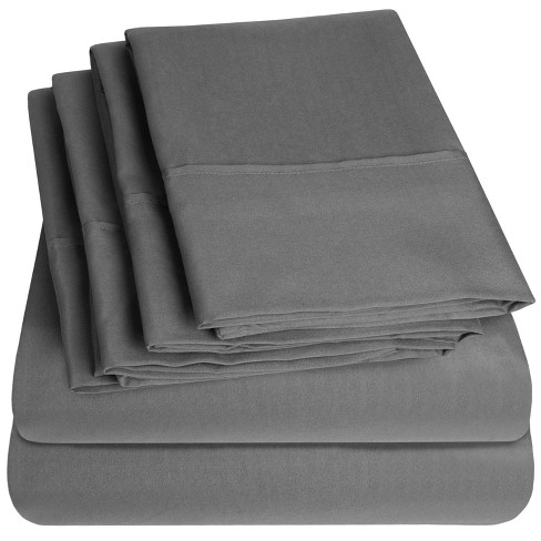 Sweet Home Collection  Fitted Sheet Brushed Microfiber Bottom Sheets With  Built In Sheet Straps, Queen, Gray : Target