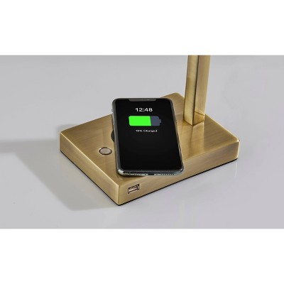 Aidan Bronze 16" LED Desk Lamp with Wireless Charging and Touch Control