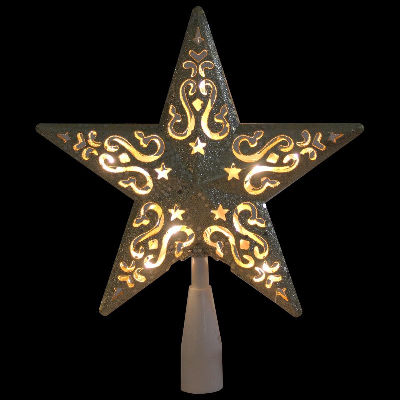 Northlight 8.25" Gold Glitter Star Christmas Tree Topper - Clear Lights, 2 of 5