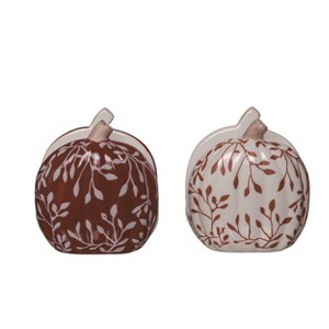 Transpac Ceramic Pumpkin w/Vine Motif Sponge/Napkin Holder Set 2 Fall/Harvest Home Decorations - 1 of 1