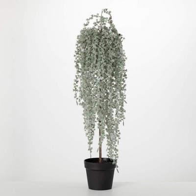40"H Sullivans Artificial Draping Snowy Pine Christmas Tree, Green-White, Indoor Christmas Decor
