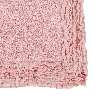 Plush Pink Cotton Shaggy Border 20" x 60" Bath Rug