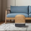 HomeRoots 18" Natural And Gray Jute Blend Cylinder Striped Pouf Ottoman - 2 of 4